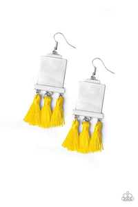 Tassel Retreat - Yellow Shell-Like Tassel Fish Hook Earrings