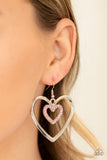 Heart Candy Couture - Pink Dainty Encrusted Rhinestones Double Silver Hearts Fishhook Earrings