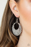 Fierce Flash - White Rhinestones Airy Oval Fishhook Earrings