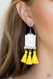 Tassel Retreat - Yellow Shell-Like Tassel Fish Hook Earrings