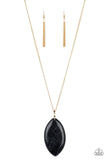 Santa Fe Simplicity - Green - Black Almond Shaped Oversized Stone Long Necklace