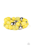 Fruity Flavor - Yellow Mismatched Sized Beads Stretchy Bracelet