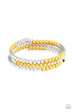 Tourist Trap - Red - Yellow - Blue Beads on a Coiled Wire Coil Bracelet