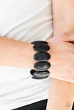 Dramatically Nomadic - Black - Blue- Silver Smooth Oval Stones Stretchy Bracelet