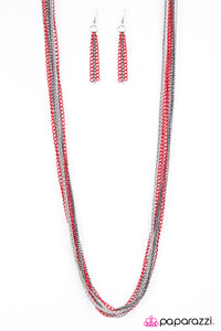 Colorful Calamity - Red/Multi Long Chain Necklace