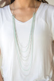 Radical Rainbows - Green/Silver Chains Long Necklace