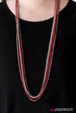 Colorful Calamity - Red/Multi Long Chain Necklace