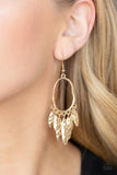 Artisan Aria - Gold Hammered Oval Frames Fishhook Earrings