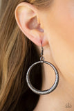 Modern Shimmer - Black/Gunmetal hammered Thick Hoop with a Metallic Finish Fishhook Earrings