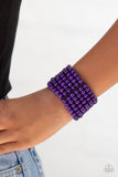 Tanning In Tanzania - Purple Wooden Stretchy Bracelet