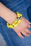 Fruity Flavor - Yellow Mismatched Sized Beads Stretchy Bracelet