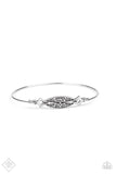 Exquisitely Empress - Silver Almond Shape Frame Between Two Silver Bars Bangle Bracelet FF Piece