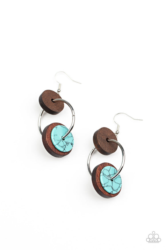 Artisanal Aesthetic - Blue/Brown and Yellow/Brown Wooden Fishhook Earrings