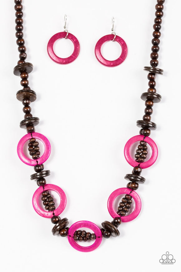 Fiji Foxtrot - Pink Wooden Necklace