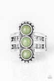 Rio Trio - Green Beads Wide Band Ring