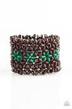 Bahama Babe - Colored Floral Look in Center Wooden Stretchy Bracelet