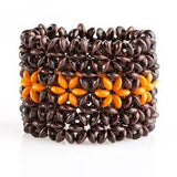 Bahama Babe - Colored Floral Look in Center Wooden Stretchy Bracelet