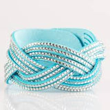 Big City Shimmer - Colored Suede with White Rhinestones Snap Wrap Bracelet