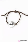 Its My Lucky Day - Brown Cording Inspirational Silver Disc "Lucky" Engraved Urban Pull Tie Bracelet