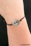 Its My Lucky Day - Brown Cording Inspirational Silver Disc "Lucky" Engraved Urban Pull Tie Bracelet