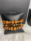 Wuild Mannered - Gold/Brown Wooden Stretchy Bracelet - Fashion Fix Exclusive - June 2022