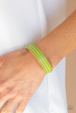 Life is Wander-Full - Green Leather Band with Two Rows of White Stitching Urban Snap Wrap Bracelet