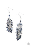 Celestial Chandeliers - Blue Crystal-Like Beads Tasseled Fishhook Earrings