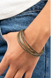 Suddenly Synced - Brass Rustic Textured Bangle Bracelet - Fashion Fix Bangle Bracelet Aug 2021