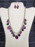 Clique Bait - Purple - Blue Glassy Teardrops Short Necklace