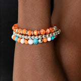 Sugary Shimmer - Multi Glassy and Acrylic Beads Stretchy Bracelet