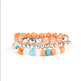 Sugary Shimmer - Multi Glassy and Acrylic Beads Stretchy Bracelet