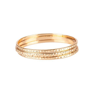 Casually Couture - Gold Trio Hammered Bangle Bracelet