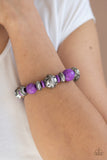 Majestic Masonry - Purple - Brown and Silver Beads Stretchy Bracelet