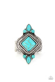 Mesa Mystic - Blue/Turquoise Stone Silver Ropelike Textures Wide Band Ring