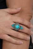 Mesa Mystic - Blue/Turquoise Stone Silver Ropelike Textures Wide Band Ring