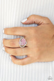 Million Dollar Matchmaker - Pink Rhinestone Heart Thin Band Ring