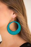 Modern Malibu Barbie - Blue Wooden Fish Hook Earrings