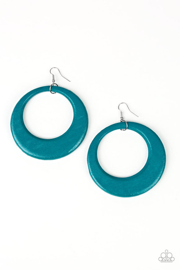 Modern Malibu Barbie - Blue Wooden Fish Hook Earrings