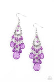 Paid Vacation - Purple Teardrop Glassy Oval and Round Beads Dangle Like a Chandelier Fishhook Earrings