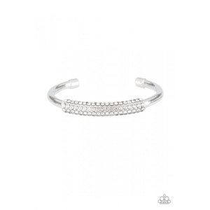 Day to Day Dazzle - White Rhinestones Silver Cuff Bracelets