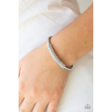 Day to Day Dazzle - White Rhinestones Silver Cuff Bracelets