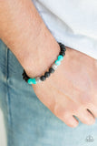 Proverb - Brown - Blue Tiger's Eye Stone Beads Black Lava Rock Beads Urban Stretchy Bracelet