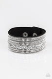 Really Rock Band - Black/Gunmetal - Black/Silver Chains and Rhinestones Urban Snap Wrap Bracelet