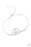 Prairie Paradise - White - Pink Dainty Flower Glass Casing Clasp Bracelet