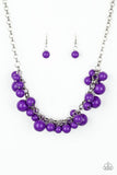 Walk This Boardway - Red - Purple Bubbly Beads Short Necklace