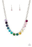 Rainbow Resplendence - Multi Rainbow Colors Rhinestones Short Necklace