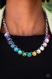 Rainbow Resplendence - Multi Rainbow Colors Rhinestones Short Necklace