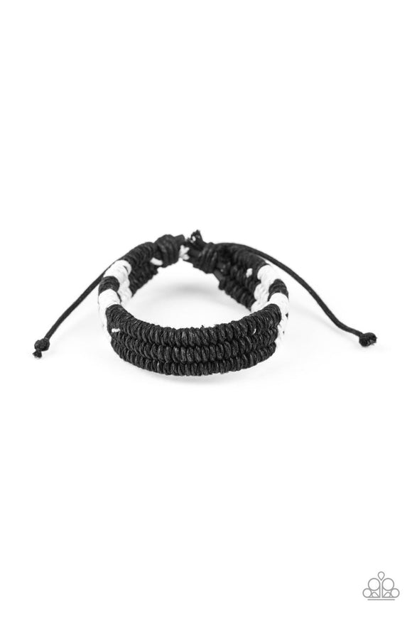 Rural Rogue - Black and White Twine Urban Pull Tie Bracelet