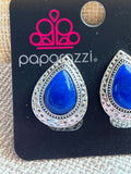 Desert Glow - Blue Teardrop Lapis Lazuli Stone Silver Hammered Frame Clip-On Earrings