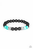 Proverb - Brown - Blue Tiger's Eye Stone Beads Black Lava Rock Beads Urban Stretchy Bracelet